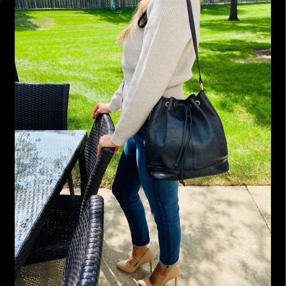 BURBERRY Leather Drawstring Bag